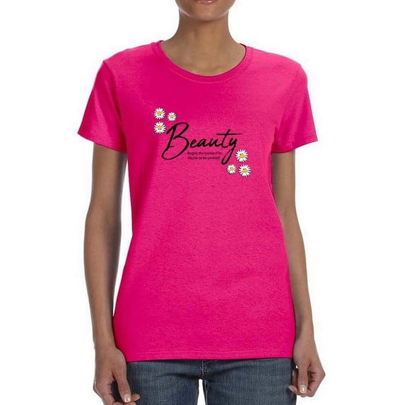 Beauty Lettering With Daisy T-Shirt Women -Image by Shutterstock, Female 4X-Large