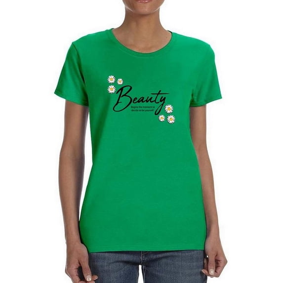Beauty Lettering With Daisy T-Shirt Women -Image by Shutterstock, Female Small