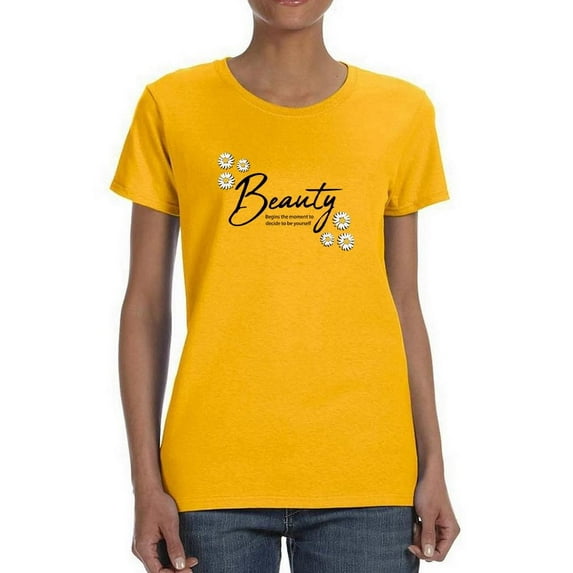 Beauty Lettering With Daisy T-Shirt Women -Image by Shutterstock, Female XX-Large
