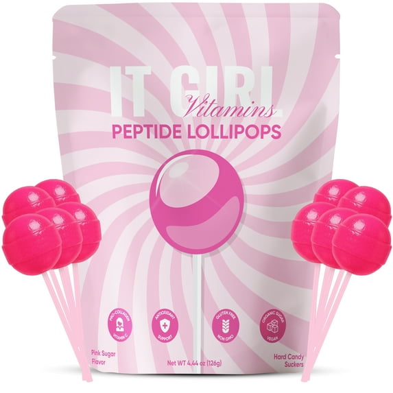 Beauty Peptide Lollipops, Collagen Peptides, Vitamin C, Pink Sugar Flavor, Value Pack, 10pack