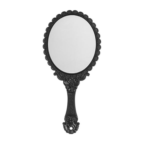 Beauty Makeup Mirrors Standing Makeup Handheld Mirror Vanity Mirror Vintage Oval-Shape BLACK