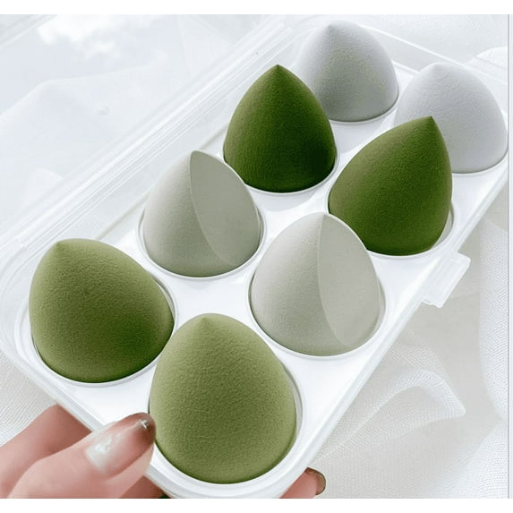 Beauty Makeup Sponge, 8 Pcs Multi-colored Makeup Sponges Blender, Portable Case Packed Face Foundation Blending Sponges Set In 3 Shapes Flawless for Cream, Powder and Liquid Cosmetics