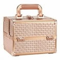 thumbnail image 1 of Beauty Makeup Train Case for Lady Portable Cosmetic Box Jewelry Organizer Lockable with Keys and Mirror 2-Tier Trays Carrying with Handle Makeup Storage Box - Rose Gold, 1 of 7