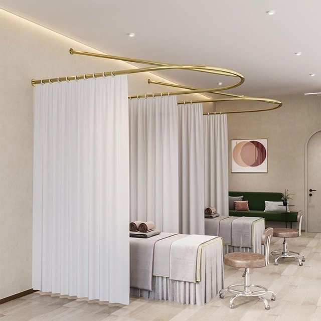 Beauty Partition Curtain Rod, U Shaped Curtain Rod with Ceiling Support