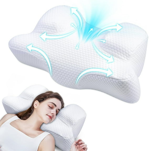 Beauty Pillow - Flawless Face Pillow, Cervical Neck Pillow for Back Sleepers Reduces Pressure on Skin - White