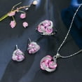 thumbnail image 1 of Beauty Pink CZ Round Pendant Necklace Earrings Ring Women Fashion Jewelry Set, 1 of 9
