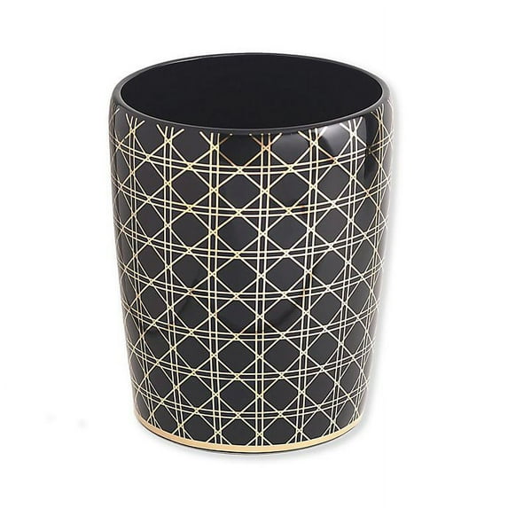 Beauty Polished Wastebasket in Black/Gold