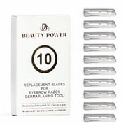Beauty Power 10 Eyebrow Razor Blades - Face Razors for Women & Men, Eyebrow Trimmer Shaper with Precision Cover, Facial Shaver & Dermaplaning Tool for Smooth Skin Blades