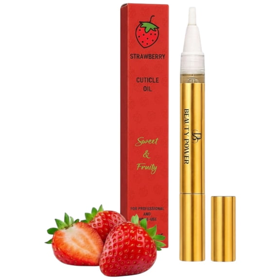 Beauty Power Cuticle Oil Pen - Strawberry Scent, Vitamin E Nail Strengthener and Growth Serum for Nail Care, Nourishing and Hydrating Formula for Healthier, Stronger Nails - Gift Idea