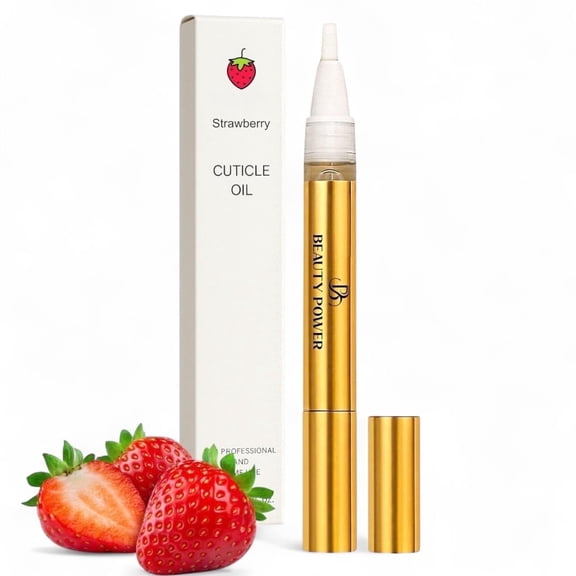 Beauty Power Cuticle Oil Pen - Strawberry Scent, Vitamin E Nail Strengthener and Growth Serum for Nail Care, Nourishing and Hydrating Formula for Healthier, Stronger Nails - Valentines Gift