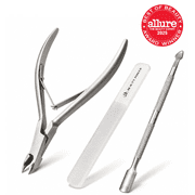 Beauty Power Nail Care Set 3-in-1 - Allure Award Winner - Stainless Steel Cuticle Nipper, Cuticle Pusher & Nano Glass Nail File - Gift Idea