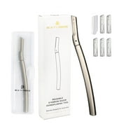 Beauty Power Eyebrow Razor with 6 Blades & Travel Case – Face Razors for Women & Men, Eyebrow Trimmer Shaper with Precision Cover, Facial Shaver & Dermaplaning Tool for Smooth Skin (Gray)