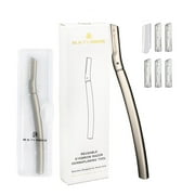 Beauty Power Eyebrow Razor with 6 Blades & Travel Case – Face Razors for Women & Men, Eyebrow Trimmer Shaper with Precision Cover, Facial Shaver & Dermaplaning Tool for Smooth Skin (Silver)