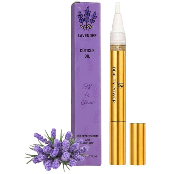 Beauty Power Nail Oil Cuticle Pen - Lavender - Nail Strengthener & Growth Serum with Vitamin A, D, E, B5, Grapeseed & Natural Oils - Repair for Brittle, Thin Nails - Twist Brush Pen - Gift Idea