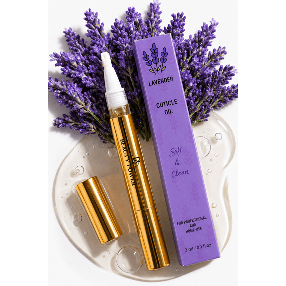 Beauty Power Nail Oil Cuticle Pen - Lavender - Nail Strengthener & Growth Serum with Vitamin A, D, E, B5, Grapeseed & Natural Oils - Repair for Brittle, Thin Nails - Twist Brush Pen - Gift Idea
