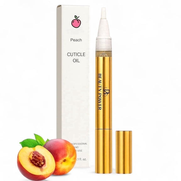 Beauty Power Nail Oil Cuticle Pen - Peach - Nail Strengthener & Growth Serum with Vitamin A, D, E, B5, Grapeseed & Natural Oils - Repair for Brittle, Thin Nails - Twist Brush Pen - Gift Idea