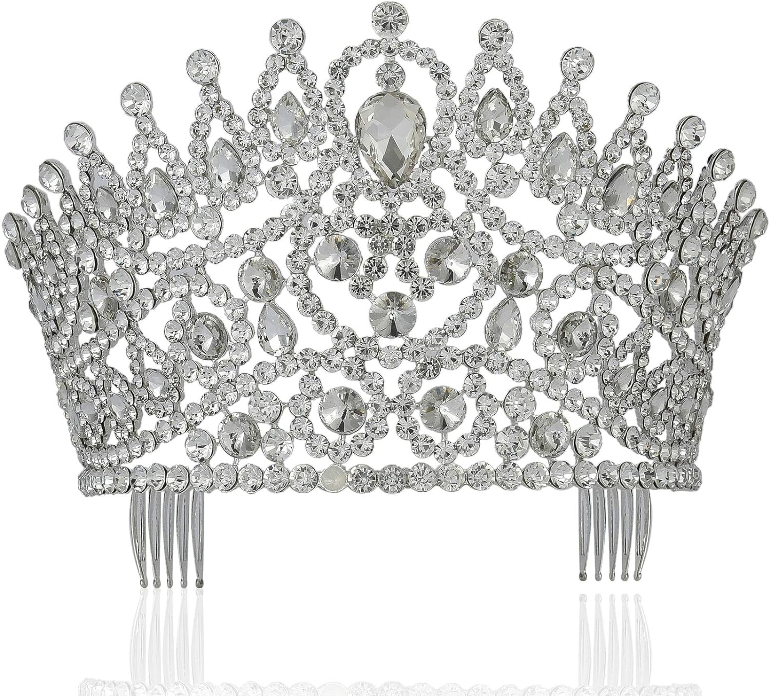 Beauty Queen Clear White Austrian Rhinestone Crystal Large Tiara Crown ...