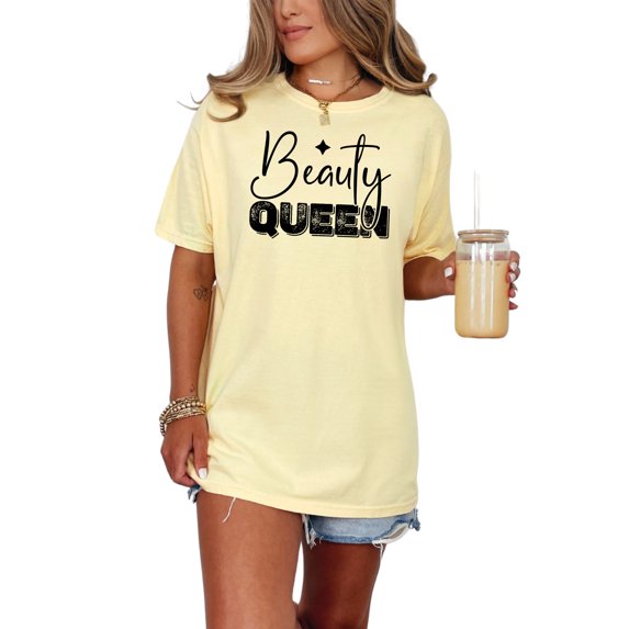 Beauty Queen Graphic Design Print, Pageant, Butter Comfort Colors T-Shirt, XL