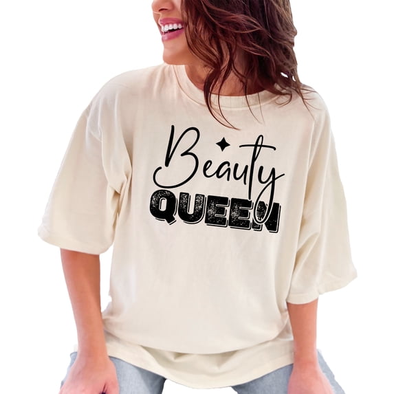 Beauty Queen Graphic Design Print, Pageant, Ivory Comfort Colors T-Shirt, Medium