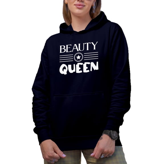 Beauty Queen, Title for the Most Beautiful, Beauty Themed Merch Gift for Makeup Artist or Lovers, Cosmetologists & Beauticians, Navy Blue Hooded Sweatshirt or Hoodie, 3XL
