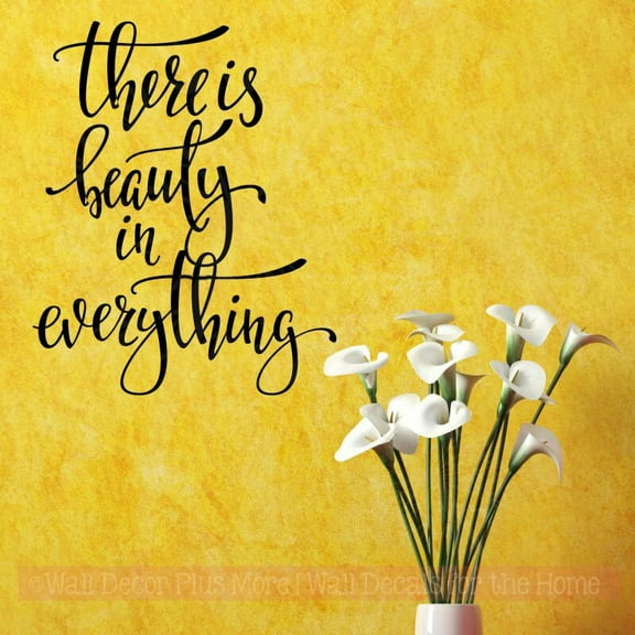 Beauty Quotes Wall Decor In Everything Inspirational Vinyl Lettering Decals 23x19-Inch Black