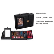 Beauty Revolution Reusable Makeup Train Case Set with Picture Holder (Glitter Black)