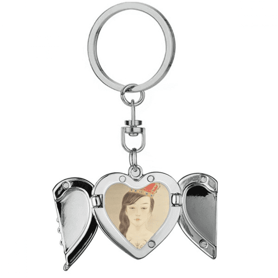 Beauty Royal Crown Chinese Watercolor Heart Angel Wing Key Chain Holder