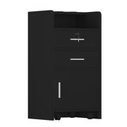 Beauty Salon/Barber Storage Cabinet Station with Locking Drawer and 4 Wheels, Hair Stylist Station with 3 Hair Dryer Holders, Black