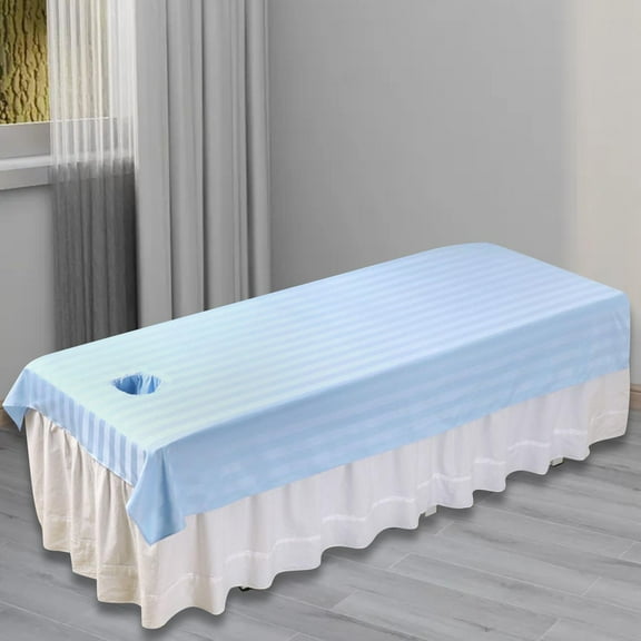 Beauty Salon Bed Sheet Massage Equipment ,Soft with Face Breath Hole Breathable Massage Bed Tablecloth Salon Bed Cover for SPA ,Men ,Adults Light blue