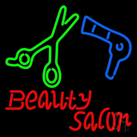 Beauty Salon Logo LED Neon Sign 24 x 24 - inches, Black Square Cut Acrylic Backing, with Dimmer - Bright and Premium built indoor LED Neon Sign for Defence Force.