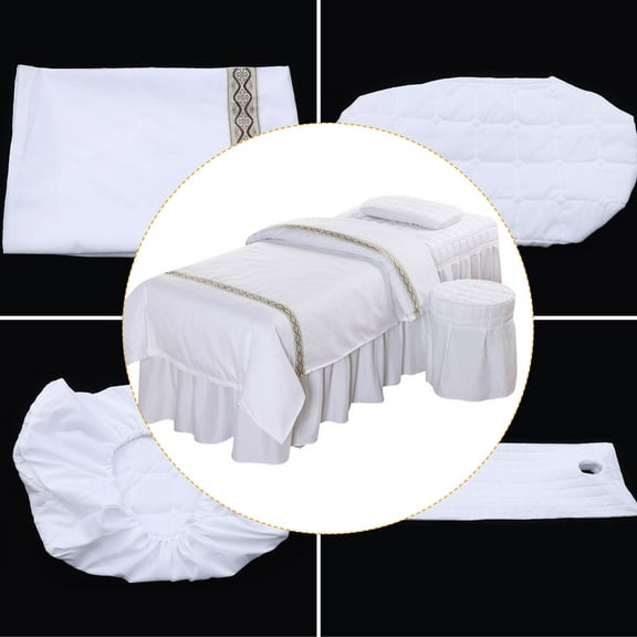 Beauty Salon Massage Bed Polyester 4-Piece Suit Massage Bedding White