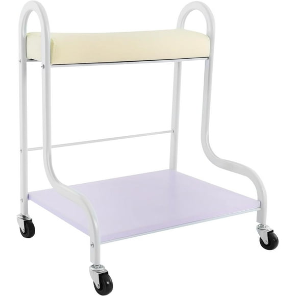 Beauty Salon Nail Or Foot Bath Spa Portable Esthetician Trolley Cart for Foot Rest, Pedicure Manicure Funiture Massage Table Salon Supplies, Trolley for Foot Bath, Manicure Foot Rest w/Wheels (White)
