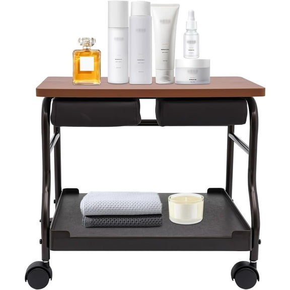 Beauty Salon Nail Or Foot Bath Spa Portable Esthetician Trolley Cart, Pedicure Cart for Foot Rest Pedicure Manicure Funiture Massage Table Salon Supplies, Pedicure Trolley Cart Footrest Stand