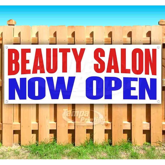 Beauty Salon Now Open 13 oz Vinyl Banner With Metal Grommets