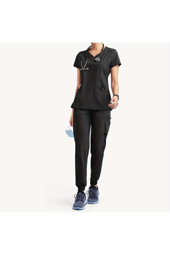 Beauty Salon SPA Doctor Surgical Suit Suit Short-sleeved V-neck Dental Nurse Suit Casual Stretch Hand Wash Clothes Suit