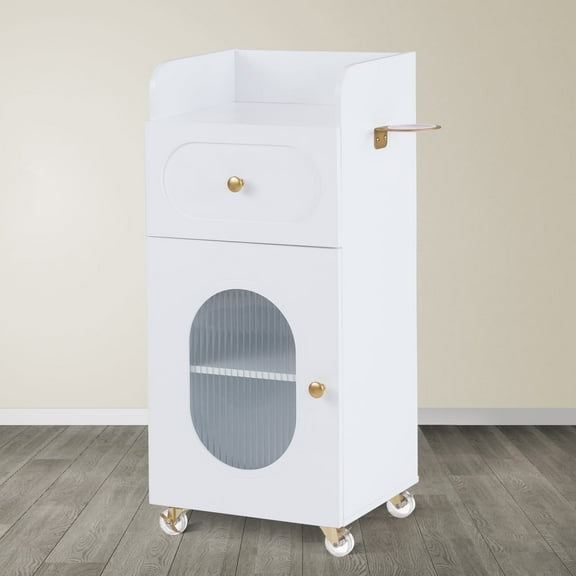 BarberPub Storage Trolley Cart, Mobile Storage Cabinet, Barber Shop Tool Organizer, Rolling