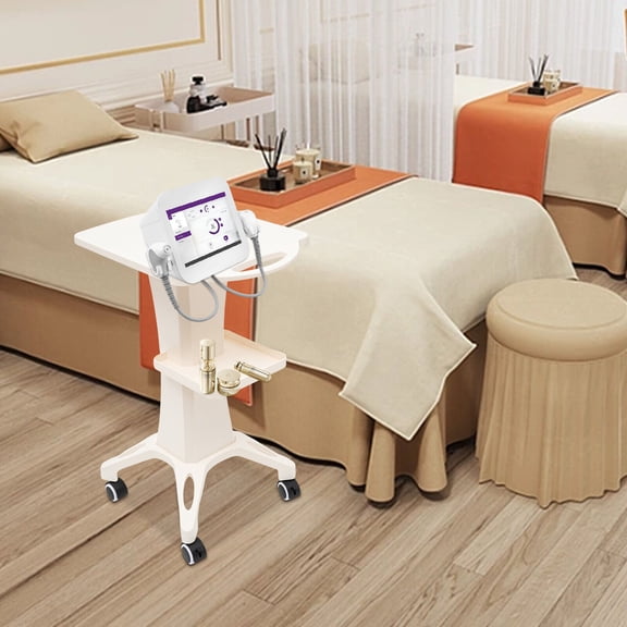 Beauty Salon Trolley, Multifunctional Beige Cart Trolley Stand, Salon Spa Trolley Pestal Rolling Cart Holder with Silent Universal Wheel