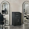 thumbnail image 1 of Beauty Spa Locking Storage Cabinets with Drawers, Hair Stylist Holders, Salon Styling Station for Hair Stylist, Black, 1 of 9