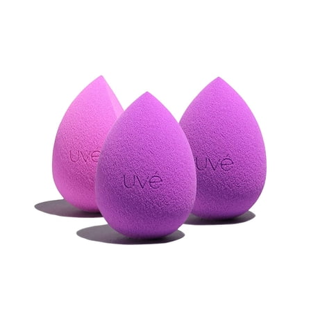 Beauty Sponge Makeup Blender 3 Pack - Violet Makeup Sponges for Blending Foundations, Powders & Creams - Concealer Applicator Offers Full Coverage Vegan & Cruelty-Free Stays Clean Longer