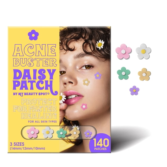 My Beauty Spot Pimple Patches Cute Acne Patches for Face (140 Patches) with Hydrocolloid, Tea Tree Extra & Salicylic Acid, Colorful Daisy Designs Pimple Patches for Face Acne Spot Treatment