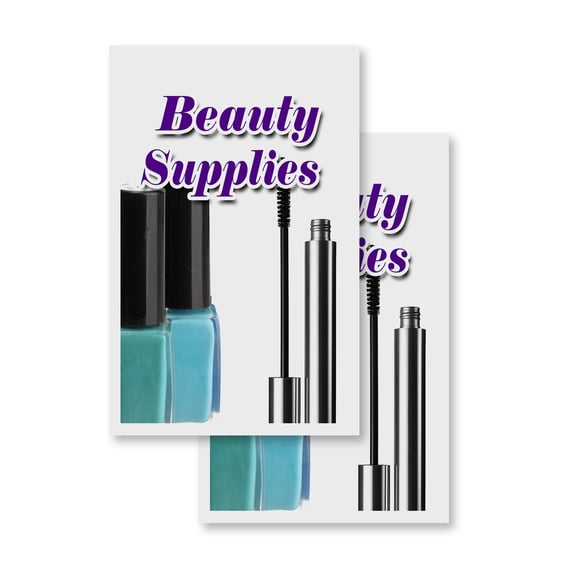 Beauty Supplies (2-PACK) 24" x 36" Vinyl Decals | Sign Insert Peel & Stick Decals Stickers Window Signs