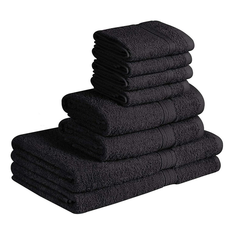 Beauty Threadz 100% Cotton 8-Piece Towel Set - Black - 2 Bath Towels, 2  Hand Towels, and 4 Washcloths - Super Soft, High Quality, High-Absorbent,  and