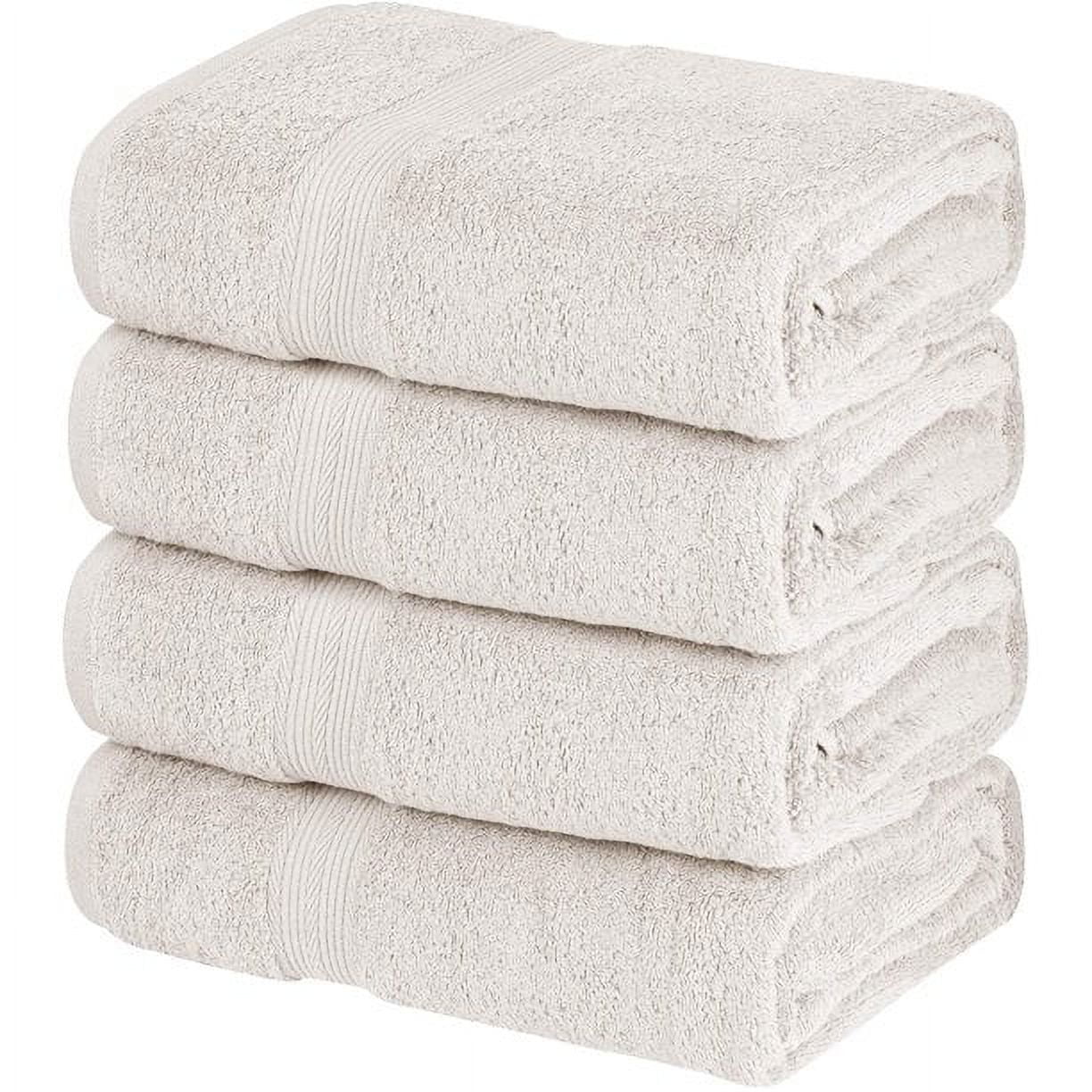 White Bath Towels 27 x 54 Quick-Dry High Absorbent 100% Turkish Cotton  Towel for Bathroom, Guests, Pool, Gym, Camp, Travel, College Dorm (White, 4