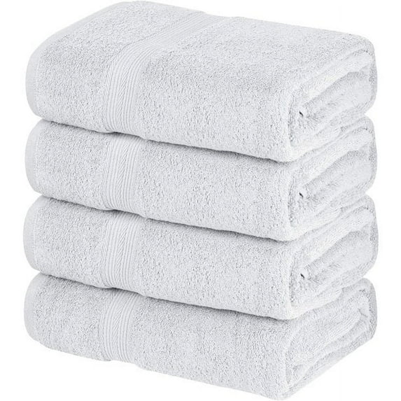 Beauty Threadz- 100% Cotton Bath Towels 4 Piece Set Soft Fluffy, Absorbent and Quick Dry Perfect for Daily Use – 500 GSM 27” x 54”, White