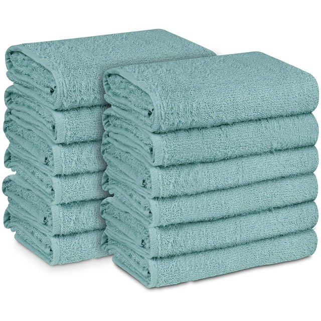 Beauty Threadz 100 Cotton Salon Towels Gym Towel Hand Towel (12Pack, Ice Blue) 16 inches