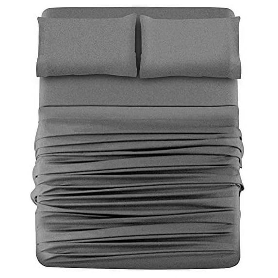 Beauty Threadz Cozy T-Shirt Extra Soft Cotton Tencel Lyocell Jersey Sheets 4 Piece Set - Certified by GOTS and Oeko-TEX- ( Full Dark Grey Heather )