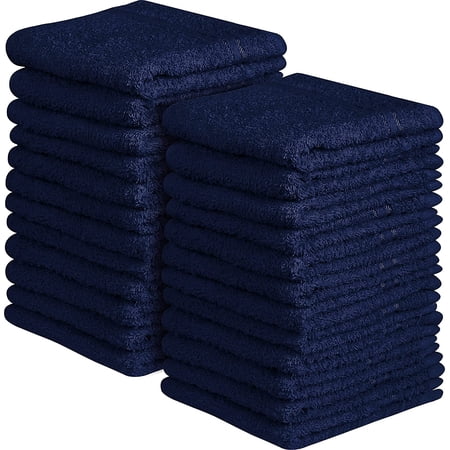 Beauty Threadz Fast Drying, Extra Absorbent, 100% Terry Cotton Washcloths, Navy Blue - Pack of 24