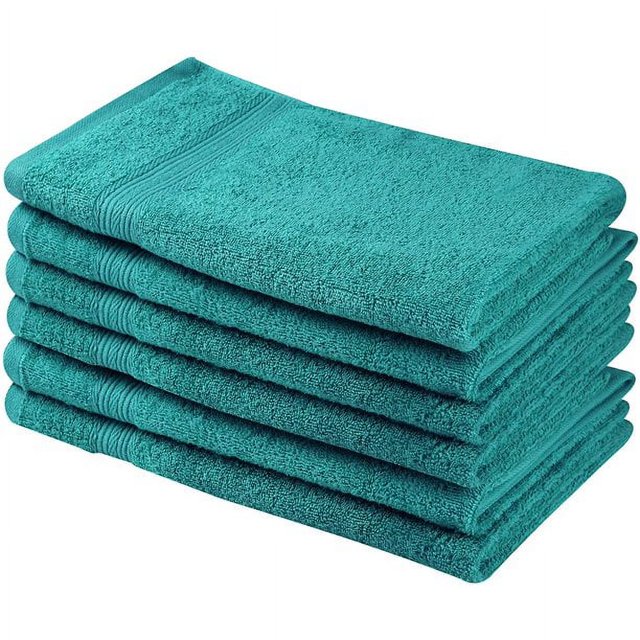 Beauty Threadz Luxury Cotton Hand Towels, Teal Blue(6 Pack)