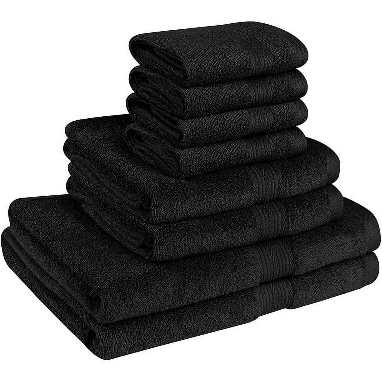 Beauty Threadz Ultra Soft 8 Piece Towel Set 500 GSM - 100% Pure Cotton, 2 Oversized Bath Towels 27x54, 2 Hand Towels 16x28, 4 Wash Cloths 13x13 - Ideal for Everyday use, Hotel & Spa- Black - image 1 of 7