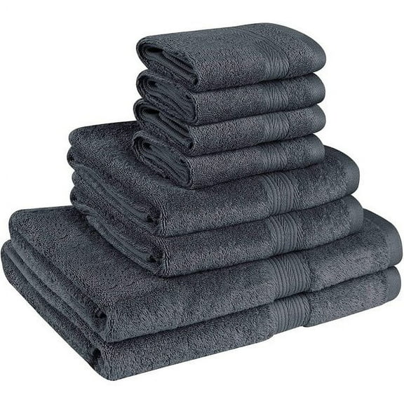 Beauty Threadz Ultra Soft 8 Piece Towel Set 500 GSM - 100% Pure Cotton, 2 Oversized Bath Towels 27x54, 2 Hand Towels 16x28, 4 Wash Cloths 13x13 - Ideal for Everyday use, Hotel & Spa- Charcoal Grey